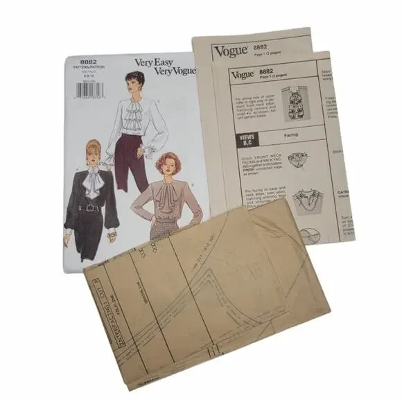 Very Easy Very Vogue Sewing Pattern 8882 Misses Blouse Size 6 8 10 UNCUT Vintage - Picture 4 of 4
